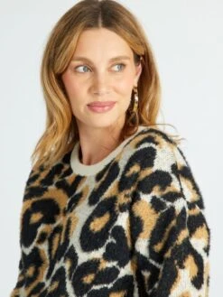 Jersey Con Cuello Redondo De Jacquard - NEGRO -TrendyModa Ventas jersey con cuello redondo de jacquard negro aus10 1 frb3