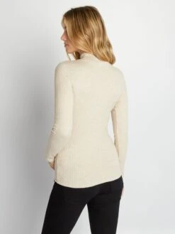 Jersey De Lactancia Con Cuello Alto - BEIGE -TrendyModa Ventas jersey de lactancia con cuello alto beige akq37 1 frb3