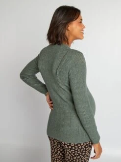 Jersey Premamá Calado - Verde Gris -TrendyModa Ventas jersey premama calado verde gris akq33 2 frb3