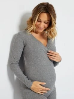 Kit De Lactancia De Punto De Canalé - 2 Piezas - GRIS 10 Kit De Lactancia De Punto De Canalé - 2 Piezas - GRIS -TrendyModa Ventas kit de lactancia de punto de canale 2 piezas gris zk808 1 frb3