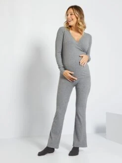 Kit De Lactancia De Punto De Canalé - 2 Piezas - GRIS 11 Kit De Lactancia De Punto De Canalé - 2 Piezas - GRIS -TrendyModa Ventas kit de lactancia de punto de canale 2 piezas gris zk808 1 frb4