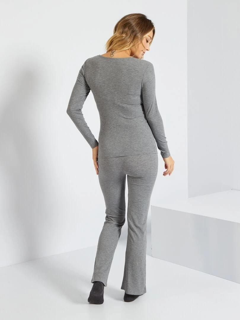 Kit De Lactancia De Punto De Canalé - 2 Piezas - GRIS 7 Kit De Lactancia De Punto De Canalé - 2 Piezas - GRIS - Imagen 5