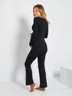 Kit De Lactancia De Punto De Canalé - 2 Piezas - Negro 10 Kit De Lactancia De Punto De Canalé - 2 Piezas - Negro -TrendyModa Ventas kit de lactancia de punto de canale 2 piezas negro zk808 2 frb4