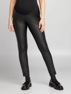 Legging Premamá Con Apliques De Piel Sintética - Negro -TrendyModa Ventas legging premama con apliques de piel sintetica negro ajo80 1 frb2