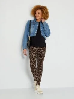 Legging Premamá Con Motivo De 'leopardo' - NEGRO