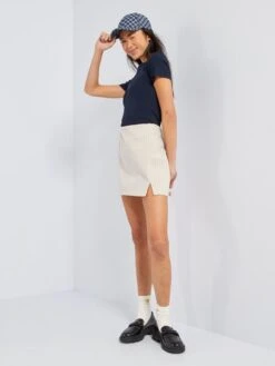 Minifalda Elástica A Rayas - BEIGERAYE