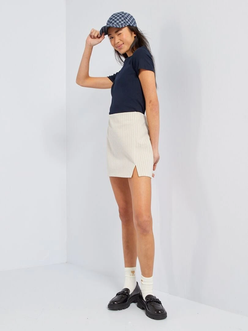 Minifalda Elástica A Rayas - BEIGERAYE 3 Minifalda Elástica A Rayas - BEIGERAYE