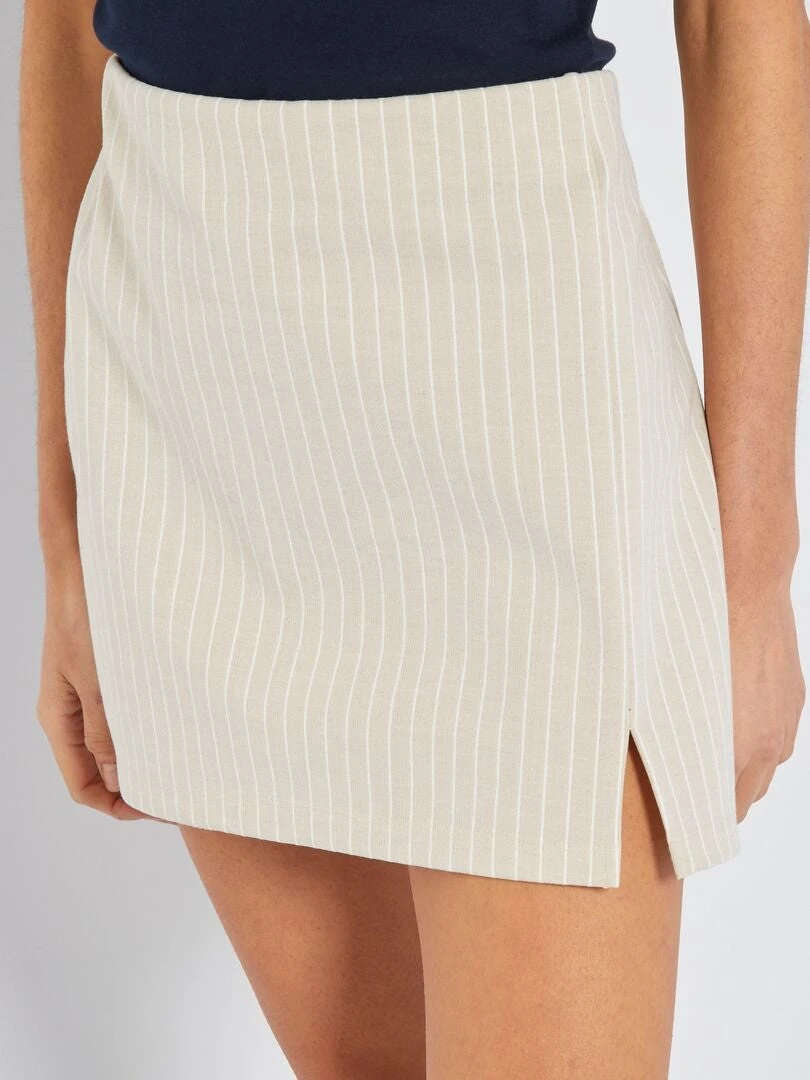 Minifalda Elástica A Rayas - BEIGERAYE 4 Minifalda Elástica A Rayas - BEIGERAYE - Imagen 2