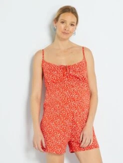 Mono Corto Premamá Con Estampado - ROJO 7 Mono Corto Premamá Con Estampado - ROJO -TrendyModa Ventas mono corto premama con estampado rojo zr750 1 frb2