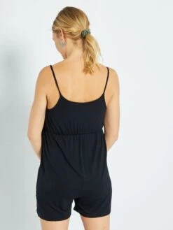 Mono Corto Premamá Vaporoso - Negro -TrendyModa Ventas mono corto premama vaporoso negro zr750 2 frb3