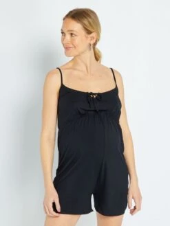 Mono Corto Premamá Vaporoso - Negro -TrendyModa Ventas mono corto premama vaporoso negro zr750 2 frb4