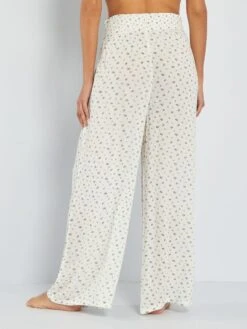 Pantalón Ancho De Punto De Crepé Estampado - BLANCO -TrendyModa Ventas pantalon ancho de punto de crepe estampado blanco ahq31 1 frb4
