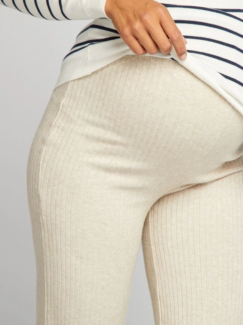 Pantalón Ancho Premamá De Punto De Canalé - BEIGE 6 Pantalón Ancho Premamá De Punto De Canalé - BEIGE - Imagen 4