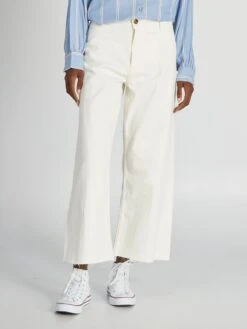 Pantalón Ancho Wide Leg Cropped - BLANCO