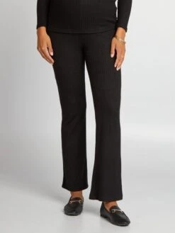 Pantalón Bootcut Premamá De Punto De Canalé - Negro -TrendyModa Ventas pantalon bootcut premama de punto de canale negro ajo67 1 frb2