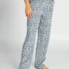 Pantalón De Pijama Vaporoso Con Estampado - AZUL -TrendyModa Ventas pantalon de pijama vaporoso con estampado azul amn89 2 frb1