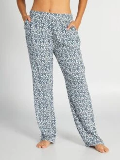 Pantalón De Pijama Vaporoso Con Estampado - AZUL -TrendyModa Ventas pantalon de pijama vaporoso con estampado azul amn89 2 frb4