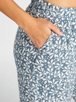 Pantalón De Pijama Vaporoso Con Estampado - AZUL -TrendyModa Ventas pantalon de pijama vaporoso con estampado azul amn89 2 frb5