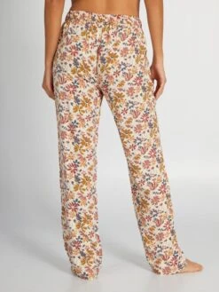 Pantalón De Pijama Vaporoso Con Estampado - BEIGE 9 Pantalón De Pijama Vaporoso Con Estampado - BEIGE -TrendyModa Ventas pantalon de pijama vaporoso con estampado beige amn89 3 frb3
