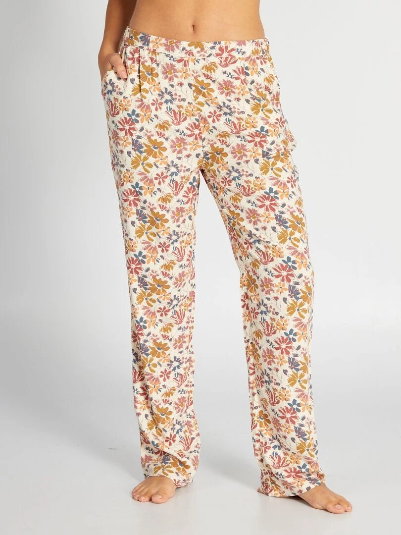 Pantalón De Pijama Vaporoso Con Estampado - BEIGE 6 Pantalón De Pijama Vaporoso Con Estampado - BEIGE - Imagen 4