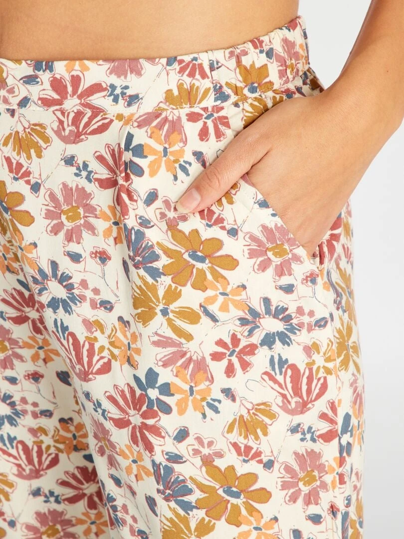 Pantalón De Pijama Vaporoso Con Estampado - BEIGE 7 Pantalón De Pijama Vaporoso Con Estampado - BEIGE - Imagen 5