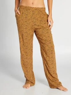 Pantalón De Pijama Vaporoso Con Estampado - MARRON