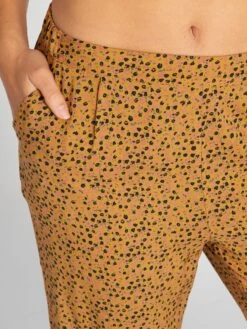 Pantalón De Pijama Vaporoso Con Estampado - MARRON -TrendyModa Ventas pantalon de pijama vaporoso con estampado marron amn89 4 frb4