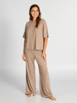Pantalón De Pijama Vaporoso - HONGO BEIGE