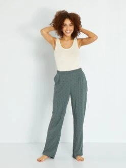 Pantalón De Pijama Vaporoso - VERDE 8 Pantalón De Pijama Vaporoso - VERDE -TrendyModa Ventas pantalon de pijama vaporoso verde zn644 3 frb2