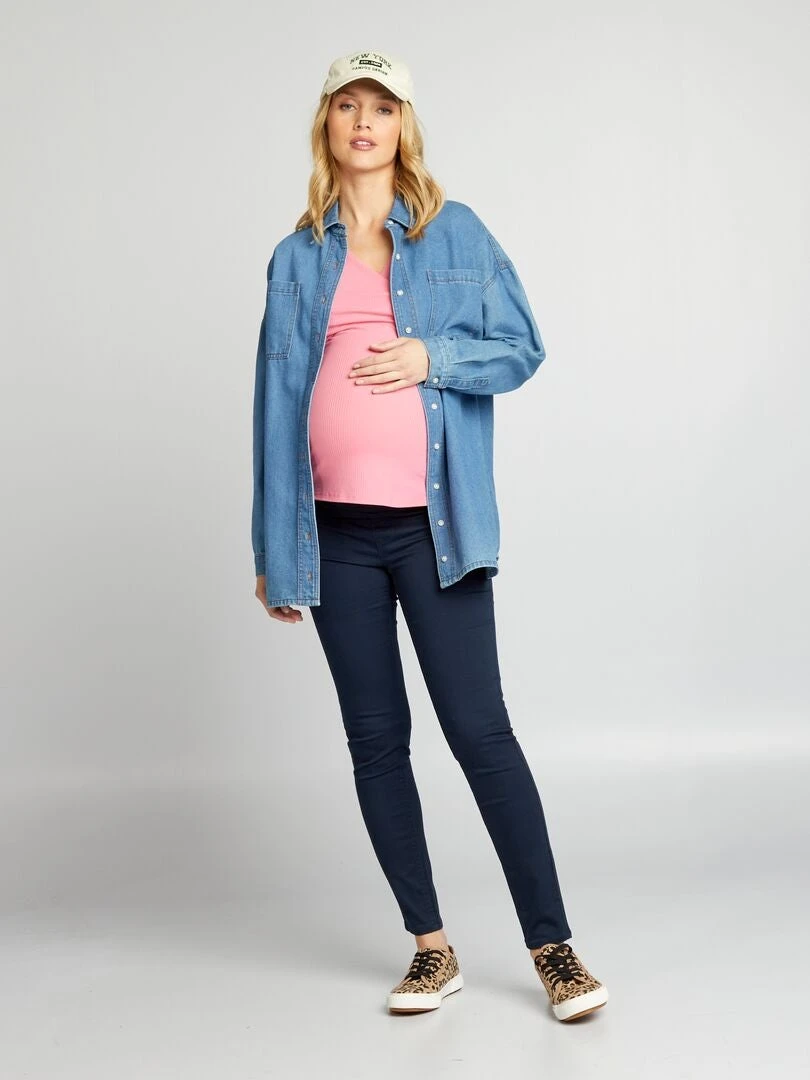 Pantalón De Punto Elástico Tipo Jegging - Azul 4 Pantalón De Punto Elástico Tipo Jegging - Azul - Imagen 2