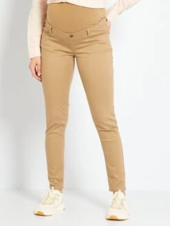 Pantalón De Sarga Premamá - BEIGE -TrendyModa Ventas pantalon de sarga premama beige zm242 1 frb2