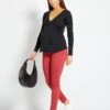 Pantalón De Sarga Premamá - Rojo -TrendyModa Ventas pantalon de sarga premama rojo zm242 5 frb1