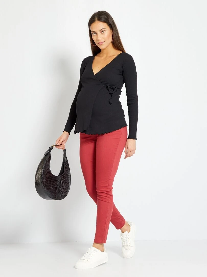 Pantalón De Sarga Premamá - Rojo 3 Pantalón De Sarga Premamá - Rojo