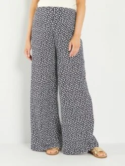 Pantalón Estampado De Punto Gofrado Premamá - FLOR AZUL -TrendyModa Ventas pantalon estampado de punto gofrado premama flor azul ayc73 1 frb2