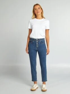 Pantalón Mom Con Talle Muy Alto - L28 - AZUL