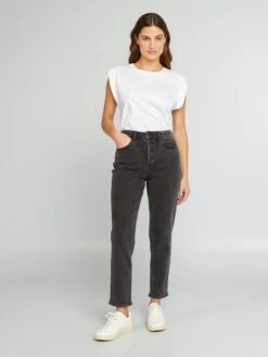 Pantalón Mom Con Talle Muy Alto - L30 - NEGRO