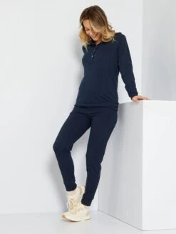 Pantalón Premamá De Felpa - Azul