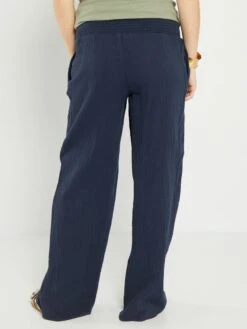Pantalón Premamá De Gasa De Algodón - Azul -TrendyModa Ventas pantalon premama de gasa de algodon azul aei83 1 frb3