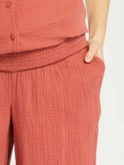 Pantalón Premamá De Gasa De Algodón - ROJO -TrendyModa Ventas pantalon premama de gasa de algodon rojo aei83 2 frb4