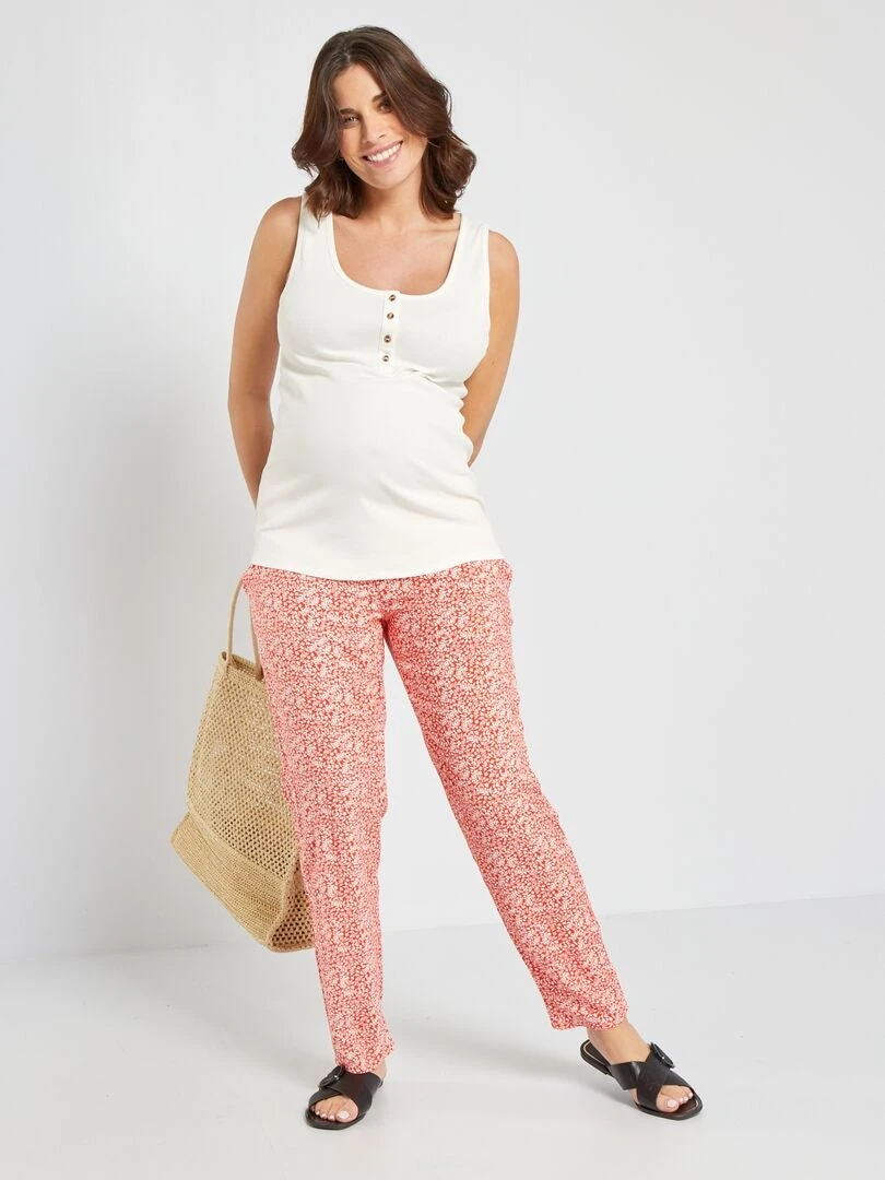 Pantalón Premamá Vaporoso Y Ligero - NARANJA 3 Pantalón Premamá Vaporoso Y Ligero - NARANJA