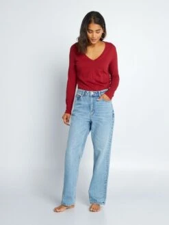 Pantalón Vaquero Wide Leg - BEBE AZUL_ -TrendyModa Ventas pantalon vaquero wide leg bebe azul aof74 1 frb4