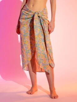 Pareo Largo Con Estampado Psicodélico - AZUL