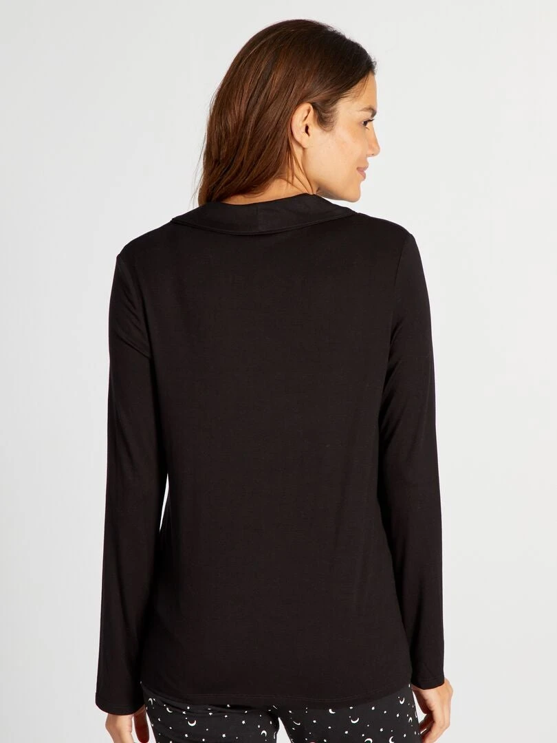 Parte Superior De Pijama Larga - Negro 4 Parte Superior De Pijama Larga - Negro - Imagen 2