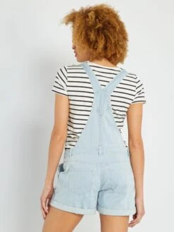 Peto Corto Premamá A Rayas - AZUL -TrendyModa Ventas peto corto premama a rayas azul zn986 1 frb4