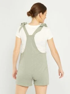 Peto Premamá Corto Con Tirantes Anudados - Gris -TrendyModa Ventas peto premama corto con tirantes anudados gris aeh91 2 frb3