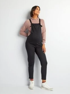 Peto Premamá Liso Con Tirantes Anudados - Negro