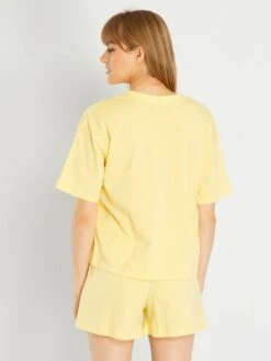 Pijama Corto - 2 Piezas - Amarillo -TrendyModa Ventas pijama corto 2 piezas amarillo ael21 1 frb2