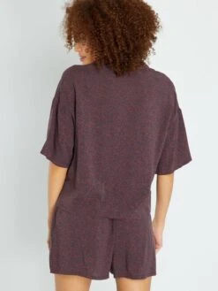 Pijama Corto - 2 Piezas - MARRON -TrendyModa Ventas pijama corto 2 piezas marron zr885 3 frb2