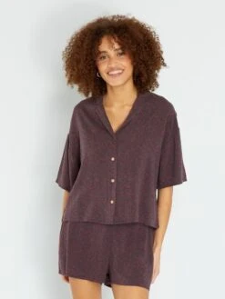 Pijama Corto - 2 Piezas - MARRON -TrendyModa Ventas pijama corto 2 piezas marron zr885 3 frb4