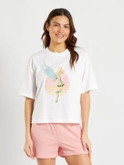 Pijama Corto Camiseta + Short 'Campanilla' 'Disney' - 2 Piezas - BLANCO